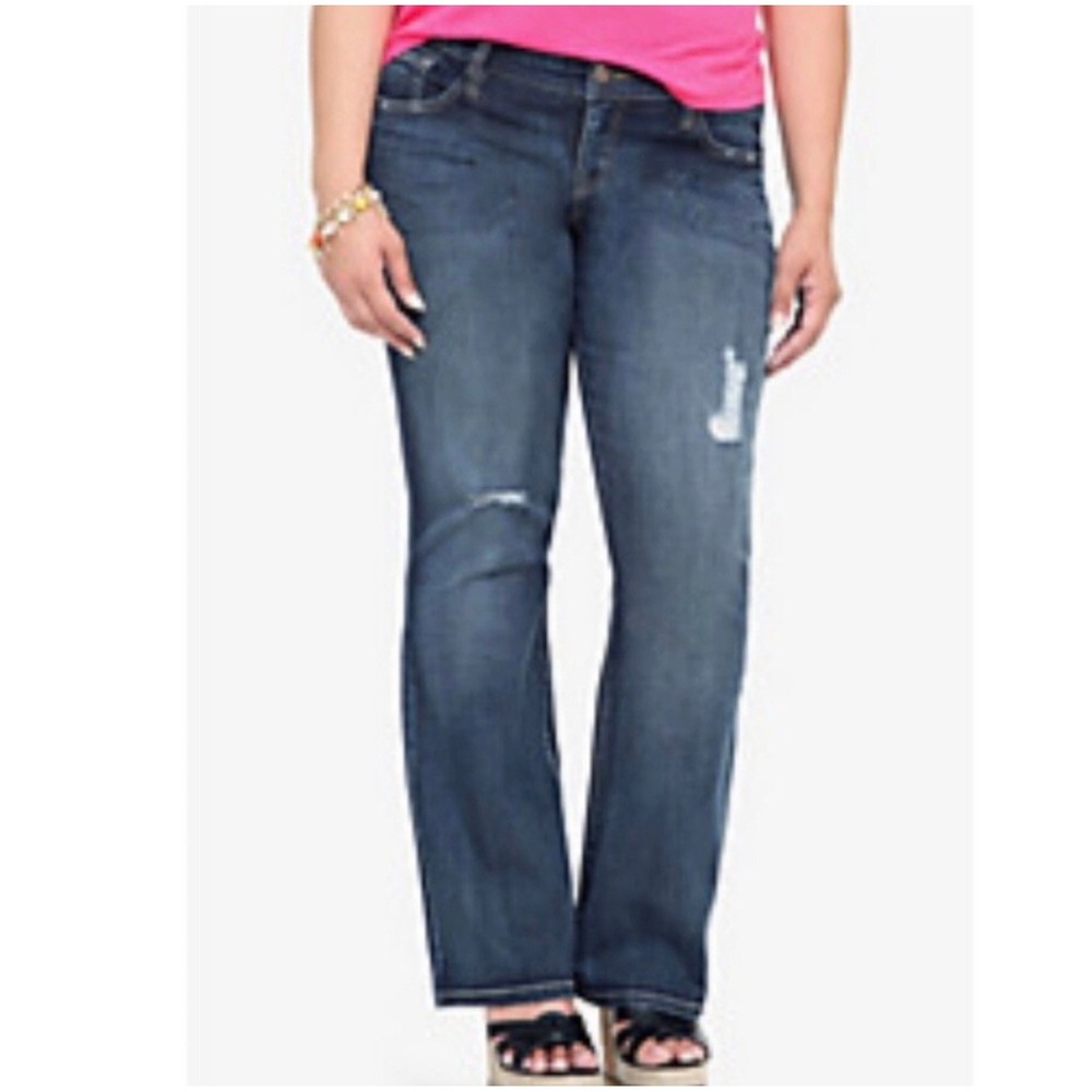 Torrid Denim Dark Wash Distressed Bootcut Plus Size Jeans 22 Boot Curvy Classic